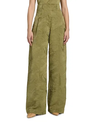 Ulla Johnson Women's Carine Textured Satin High-Rise Pants | Thumbnail 3 Ulla Johnson Women's Carine Textured Satin High-Rise Pants | Thumbnail 3