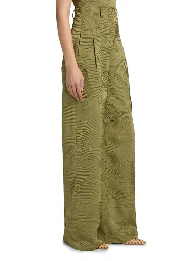 Ulla Johnson Women's Carine Textured Satin High-Rise Pants | Thumbnail 4 Ulla Johnson Women's Carine Textured Satin High-Rise Pants | Thumbnail 4