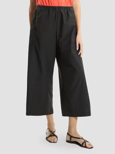 Theory Women's Cotton-Blend Wide-Leg Crop Pants - Black | Thumbnail 4 Theory Women's Cotton-Blend Wide-Leg Crop Pants - Black | Thumbnail 4