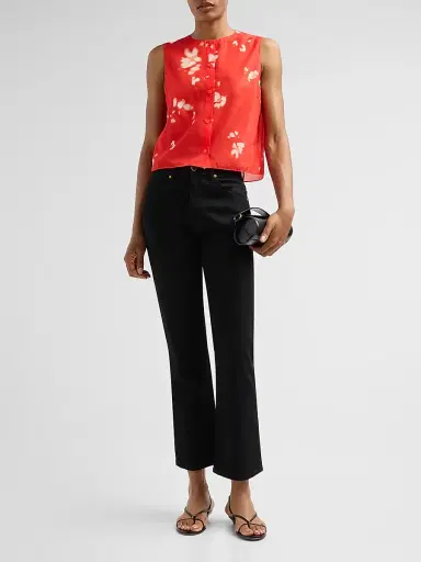 Theory Women's Shadow Floral Sleeveless Shirt - Poppy Multi | Thumbnail 2 Theory Women's Shadow Floral Sleeveless Shirt - Poppy Multi | Thumbnail 2