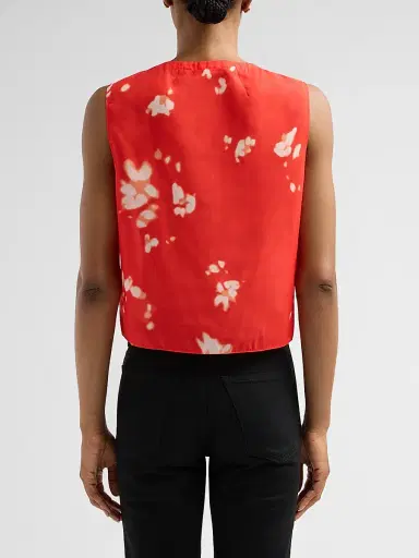 Theory Women's Shadow Floral Sleeveless Shirt - Poppy Multi | Thumbnail 3 Theory Women's Shadow Floral Sleeveless Shirt - Poppy Multi | Thumbnail 3