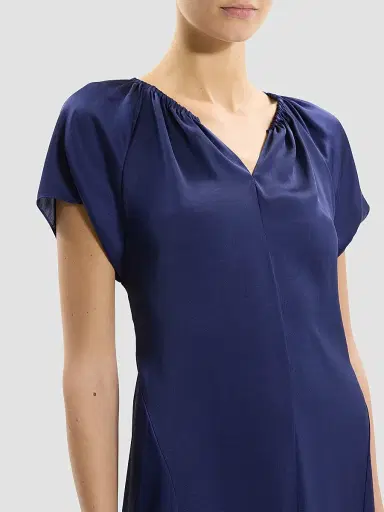 Theory Women's Satin A-Line Midi Dress - Sapphire Navy | Thumbnail 4 Theory Women's Satin A-Line Midi Dress - Sapphire Navy | Thumbnail 4