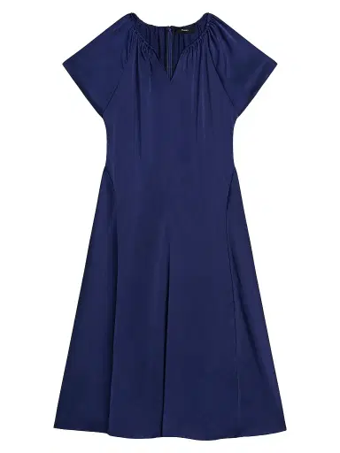 Theory Women's Satin A-Line Midi Dress - Sapphire Navy | Thumbnail 1 Theory Women's Satin A-Line Midi Dress - Sapphire Navy | Thumbnail 1
