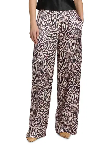 Ulla Johnson Women's Emilia Printed Satin Cargo Pants | Thumbnail 3 Ulla Johnson Women's Emilia Printed Satin Cargo Pants | Thumbnail 3