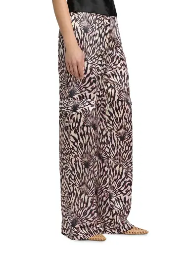 Ulla Johnson Women's Emilia Printed Satin Cargo Pants | Thumbnail 4 Ulla Johnson Women's Emilia Printed Satin Cargo Pants | Thumbnail 4