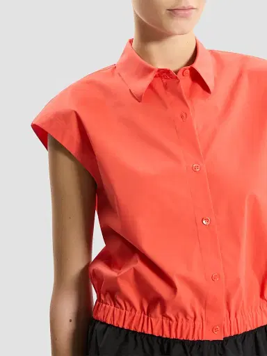 Theory Women's Cotton Poplin Crop Shirt - Poppy | Thumbnail 5 Theory Women's Cotton Poplin Crop Shirt - Poppy | Thumbnail 5