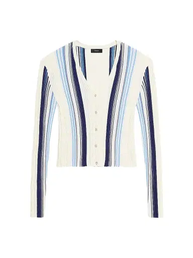 Theory Women's Striped Cotton-Blend Ribbed Cardigan - Multi | Thumbnail 1 Theory Women's Striped Cotton-Blend Ribbed Cardigan - Multi | Thumbnail 1