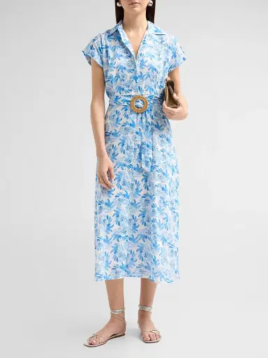 Ro's Garden Women's Catherine Floral Cotton Dress - Blue Keanu - Size XS | Thumbnail 2 Ro's Garden Women's Catherine Floral Cotton Dress - Blue Keanu - Size XS | Thumbnail 2