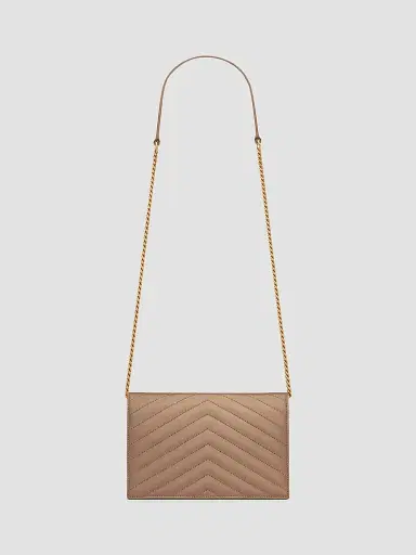 Saint Laurent Women's Cassandre Envelope Chain Wallet in Lambskin - Dusty Grey | Thumbnail 2 Saint Laurent Women's Cassandre Envelope Chain Wallet in Lambskin - Dusty Grey | Thumbnail 2