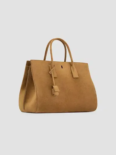 Saint Laurent Women's Sac De Jour Tote Bag in Suede - Caramel Cognac | Thumbnail 2 Saint Laurent Women's Sac De Jour Tote Bag in Suede - Caramel Cognac | Thumbnail 2
