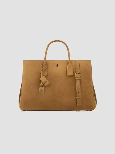 Saint Laurent Women's Sac De Jour Tote Bag in Suede - Caramel Cognac | Thumbnail 4 Saint Laurent Women's Sac De Jour Tote Bag in Suede - Caramel Cognac | Thumbnail 4