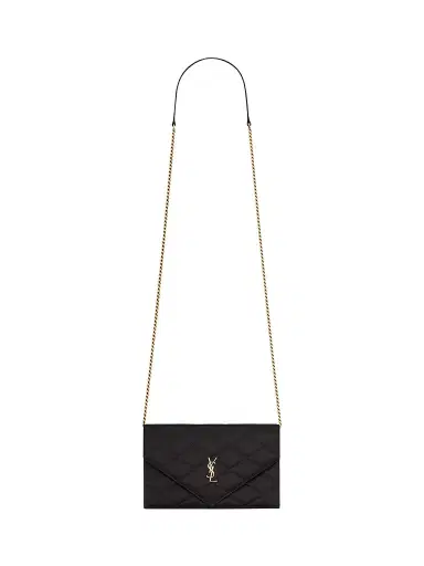 Saint Laurent Women's Paris Chain Wallet in Satin - Black | Thumbnail 1 Saint Laurent Women's Paris Chain Wallet in Satin - Black | Thumbnail 1
