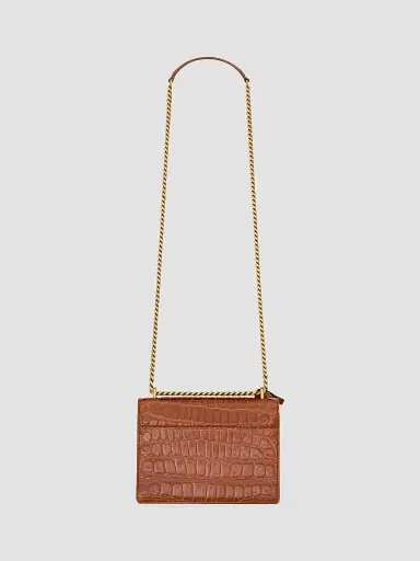Saint Laurent Women's Sunset Shoulder Bag in Crocodile Embossed Leather - Caramel Cognac | Thumbnail 2 Saint Laurent Women's Sunset Shoulder Bag in Crocodile Embossed Leather - Caramel Cognac | Thumbnail 2