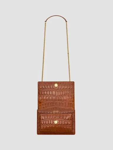 Saint Laurent Women's Sunset Shoulder Bag in Crocodile Embossed Leather - Caramel Cognac | Thumbnail 3 Saint Laurent Women's Sunset Shoulder Bag in Crocodile Embossed Leather - Caramel Cognac | Thumbnail 3
