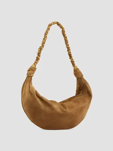 Saint Laurent Women's Amalia Hobo Bag in Suede - Caramel Cognac | Thumbnail 4 Saint Laurent Women's Amalia Hobo Bag in Suede - Caramel Cognac | Thumbnail 4