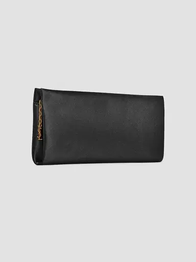 Saint Laurent Women's Satin Evening Soft Clutch - Black | Thumbnail 2 Saint Laurent Women's Satin Evening Soft Clutch - Black | Thumbnail 2