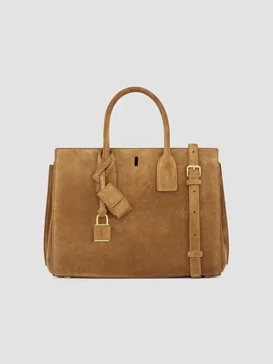 Saint Laurent Women's Sac De Jour Tote Bag in Suede - Caramel Cognac | Thumbnail 6 Saint Laurent Women's Sac De Jour Tote Bag in Suede - Caramel Cognac | Thumbnail 6