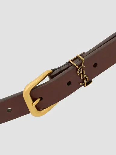 Saint Laurent Men's Cassandre Rectangular Buckle Belt in Leather | Thumbnail 3 Saint Laurent Men's Cassandre Rectangular Buckle Belt in Leather | Thumbnail 3