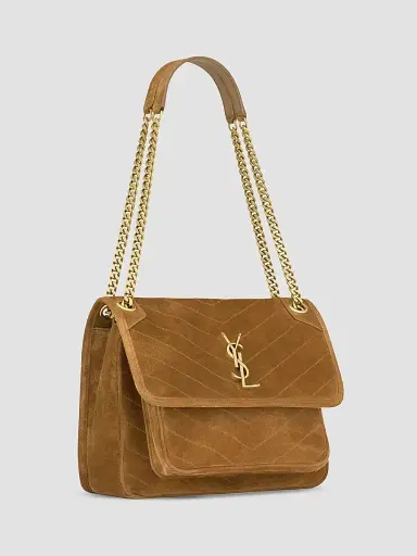 Saint Laurent Women's Niki Shoulder Bag in Suede - Caramel Cognac | Thumbnail 2 Saint Laurent Women's Niki Shoulder Bag in Suede - Caramel Cognac | Thumbnail 2