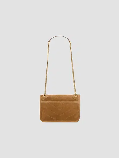 Saint Laurent Women's Niki Mini Crossbody Bag in Suede - Caramel Cognac | Thumbnail 2 Saint Laurent Women's Niki Mini Crossbody Bag in Suede - Caramel Cognac | Thumbnail 2