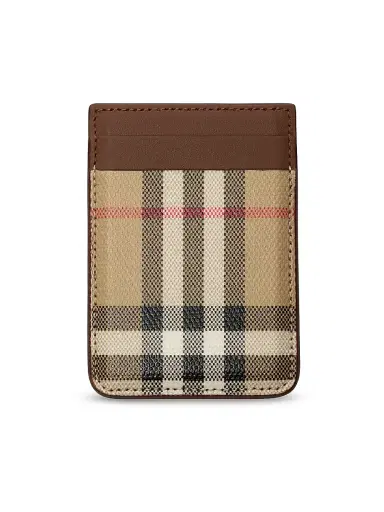 Burberry Men's MagSafe Check Leather Card Case | Thumbnail 1 Burberry Men's MagSafe Check Leather Card Case | Thumbnail 1
