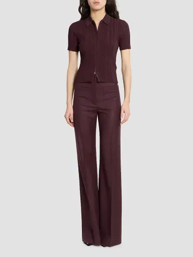 Victoria Beckham Women's Rib-Knit Zip Polo Top - Acai - Size XS | Thumbnail 2 Victoria Beckham Women's Rib-Knit Zip Polo Top - Acai - Size XS | Thumbnail 2