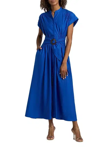 Saloni Women's Neesha Stretch-Cotton Self-Tie Maxi Dress - Colbalt Blue - Size 12 | Thumbnail 2 Saloni Women's Neesha Stretch-Cotton Self-Tie Maxi Dress - Colbalt Blue - Size 12 | Thumbnail 2