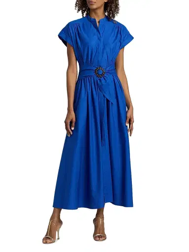 Saloni Women's Neesha Stretch-Cotton Self-Tie Maxi Dress - Colbalt Blue - Size 12 | Thumbnail 3 Saloni Women's Neesha Stretch-Cotton Self-Tie Maxi Dress - Colbalt Blue - Size 12 | Thumbnail 3