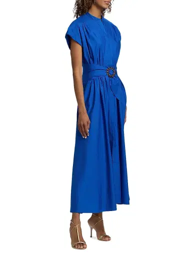 Saloni Women's Neesha Stretch-Cotton Self-Tie Maxi Dress - Colbalt Blue - Size 12 | Thumbnail 4 Saloni Women's Neesha Stretch-Cotton Self-Tie Maxi Dress - Colbalt Blue - Size 12 | Thumbnail 4