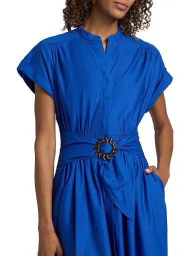 Saloni Women's Neesha Stretch-Cotton Self-Tie Maxi Dress - Colbalt Blue - Size 12 | Thumbnail 6 Saloni Women's Neesha Stretch-Cotton Self-Tie Maxi Dress - Colbalt Blue - Size 12 | Thumbnail 6