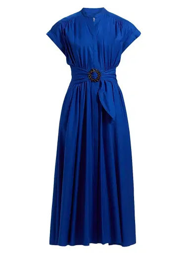 Saloni Women's Neesha Stretch-Cotton Self-Tie Maxi Dress - Colbalt Blue - Size 12 | Thumbnail 1 Saloni Women's Neesha Stretch-Cotton Self-Tie Maxi Dress - Colbalt Blue - Size 12 | Thumbnail 1