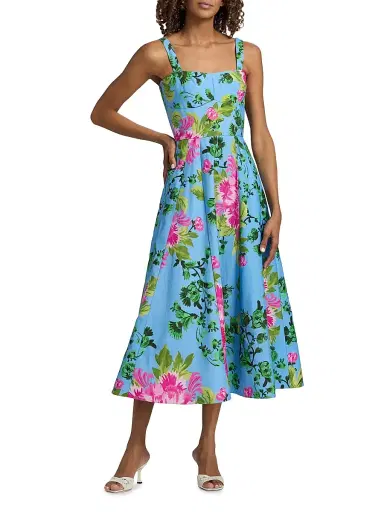 Saloni Women's Sabrina Floral A-Line Midi-Dress - Grandiflora Bouquet Placement | Thumbnail 2 Saloni Women's Sabrina Floral A-Line Midi-Dress - Grandiflora Bouquet Placement | Thumbnail 2