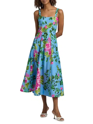 Saloni Women's Sabrina Floral A-Line Midi-Dress - Grandiflora Bouquet Placement | Thumbnail 3 Saloni Women's Sabrina Floral A-Line Midi-Dress - Grandiflora Bouquet Placement | Thumbnail 3