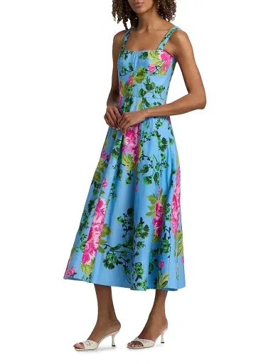 Saloni Women's Sabrina Floral A-Line Midi-Dress - Grandiflora Bouquet Placement | Thumbnail 4 Saloni Women's Sabrina Floral A-Line Midi-Dress - Grandiflora Bouquet Placement | Thumbnail 4