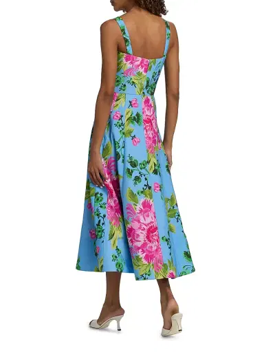 Saloni Women's Sabrina Floral A-Line Midi-Dress - Grandiflora Bouquet Placement | Thumbnail 5 Saloni Women's Sabrina Floral A-Line Midi-Dress - Grandiflora Bouquet Placement | Thumbnail 5