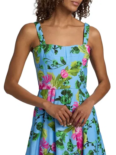 Saloni Women's Sabrina Floral A-Line Midi-Dress - Grandiflora Bouquet Placement | Thumbnail 6 Saloni Women's Sabrina Floral A-Line Midi-Dress - Grandiflora Bouquet Placement | Thumbnail 6
