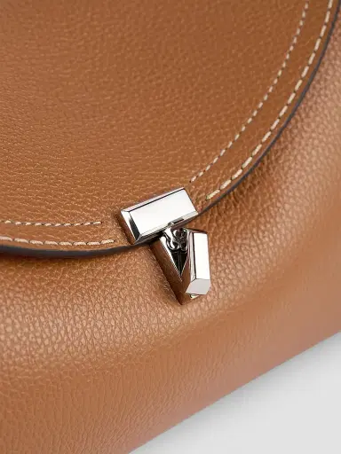 TOTEME Women's T-Lock Grain Leather Shoulder Bag - Tan | Thumbnail 5 TOTEME Women's T-Lock Grain Leather Shoulder Bag - Tan | Thumbnail 5