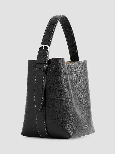 TOTEME Women's Small Belted Grain Leather Tote - Black | Thumbnail 2 TOTEME Women's Small Belted Grain Leather Tote - Black | Thumbnail 2