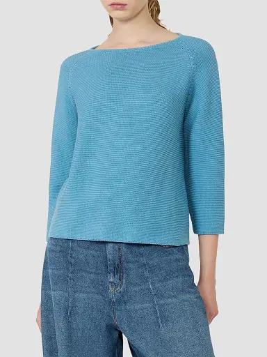 Weekend Max Mara Women's Cotton Yarn Sweater - Light Blue | Thumbnail 3 Weekend Max Mara Women's Cotton Yarn Sweater - Light Blue | Thumbnail 3