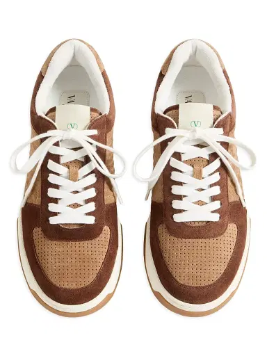 Valentino Garavani Men's Sparry Sneakers in Split Leather - Brown Camel | Thumbnail 4 Valentino Garavani Men's Sparry Sneakers in Split Leather - Brown Camel | Thumbnail 4