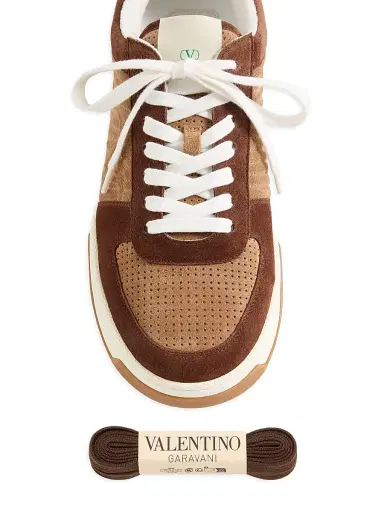Valentino Garavani Men's Sparry Sneakers in Split Leather - Brown Camel | Thumbnail 5 Valentino Garavani Men's Sparry Sneakers in Split Leather - Brown Camel | Thumbnail 5