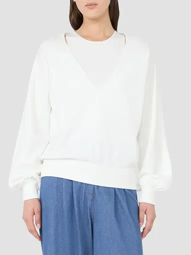 MM Max Mara Women's Viscose Yarn Sweater - White | Thumbnail 3 MM Max Mara Women's Viscose Yarn Sweater - White | Thumbnail 3