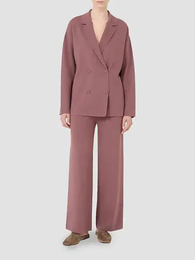 MM Max Mara Women's Double Breasted Jacket in Viscose Crepe Yarn - Mauve - Size XL | Thumbnail 4 MM Max Mara Women's Double Breasted Jacket in Viscose Crepe Yarn - Mauve - Size XL | Thumbnail 4