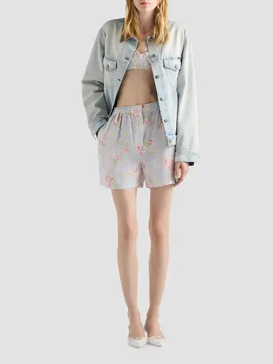 Prada Women's Floral Print Old Linen Shorts - Blue - Size 6 | Thumbnail 2 Prada Women's Floral Print Old Linen Shorts - Blue - Size 6 | Thumbnail 2