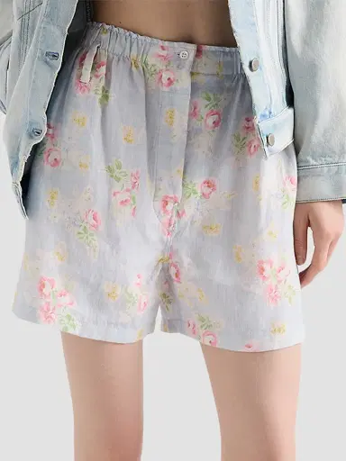 Prada Women's Floral Print Old Linen Shorts - Blue - Size 6 | Thumbnail 3 Prada Women's Floral Print Old Linen Shorts - Blue - Size 6 | Thumbnail 3