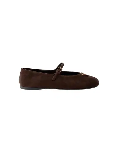 Prada Women's Suede Ballerinas - Brown - Size 11.5 | Thumbnail 1 Prada Women's Suede Ballerinas - Brown - Size 11.5 | Thumbnail 1