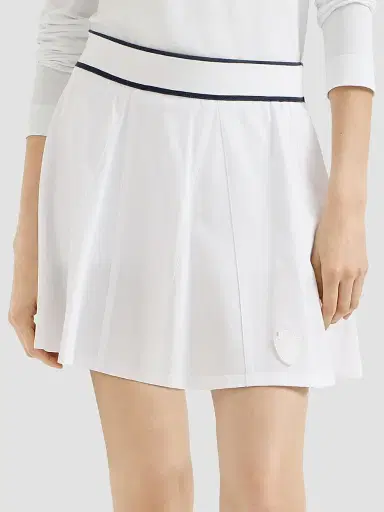 Brunello Cucinelli Women's Stretch Cotton Piqué Mini Skirt with Logo - White | Thumbnail 2 Brunello Cucinelli Women's Stretch Cotton Piqué Mini Skirt with Logo - White | Thumbnail 2