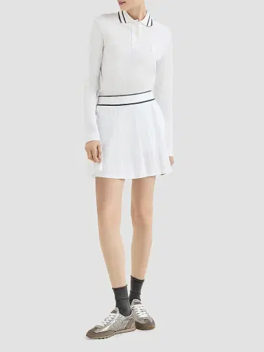 Brunello Cucinelli Women's Stretch Cotton Piqué Mini Skirt with Logo - White | Thumbnail 6 Brunello Cucinelli Women's Stretch Cotton Piqué Mini Skirt with Logo - White | Thumbnail 6