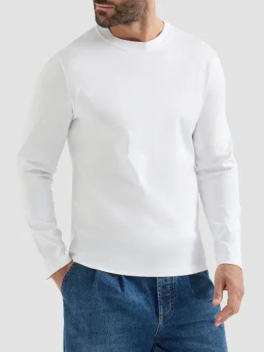 Brunello Cucinelli Men's Cotton Jersey Long Sleeve Crewneck T-Shirt | Thumbnail 2 Brunello Cucinelli Men's Cotton Jersey Long Sleeve Crewneck T-Shirt | Thumbnail 2