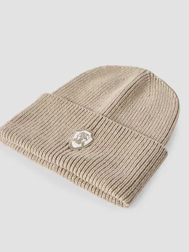 Brunello Cucinelli Women's Cashmere English Rib Knit Beanie with Patch Logo | Thumbnail 2 Brunello Cucinelli Women's Cashmere English Rib Knit Beanie with Patch Logo | Thumbnail 2